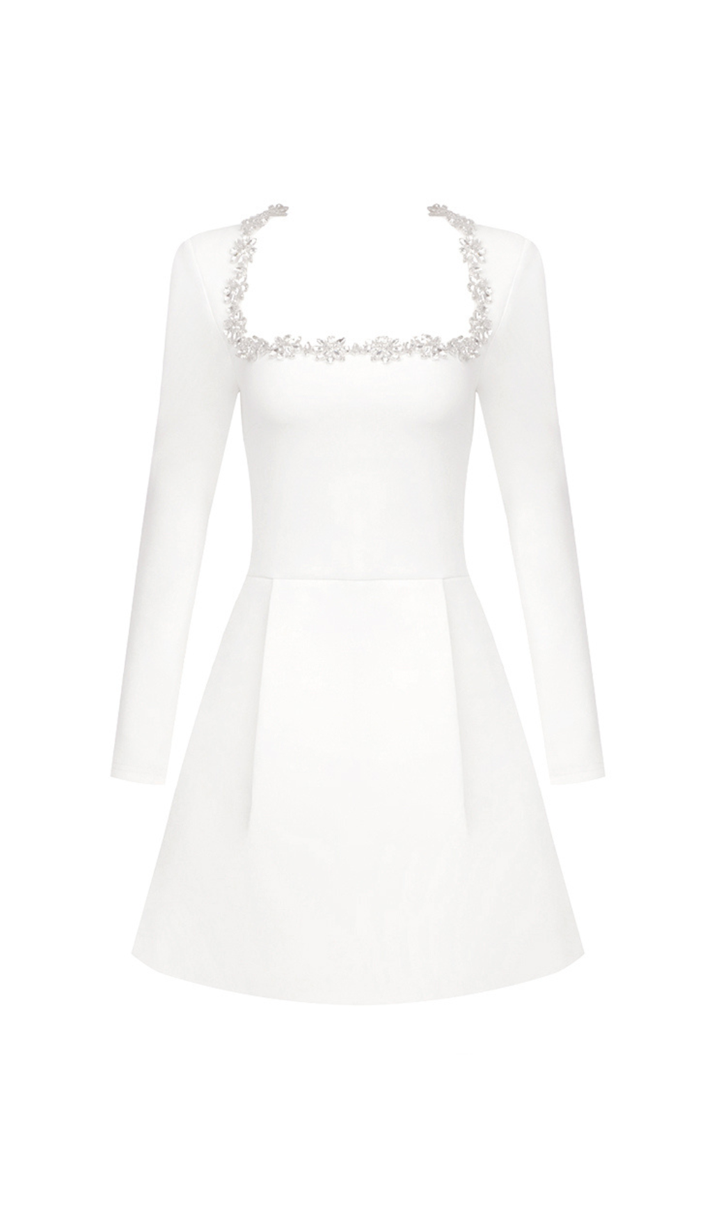 JEWEL-EMBELLISHED TRIM MINI DRESS IN WHITE