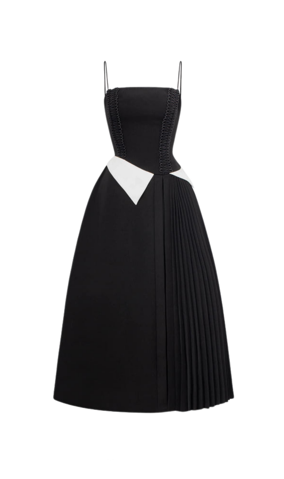 ABITO MIDI CON SOTTOVESTE A CONTRASTO COLORE NERO