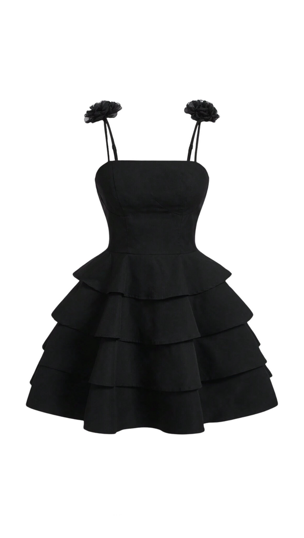 AIIZIE RHINESTONE SUSPENDER MINI DRESS IN BLACK - product image