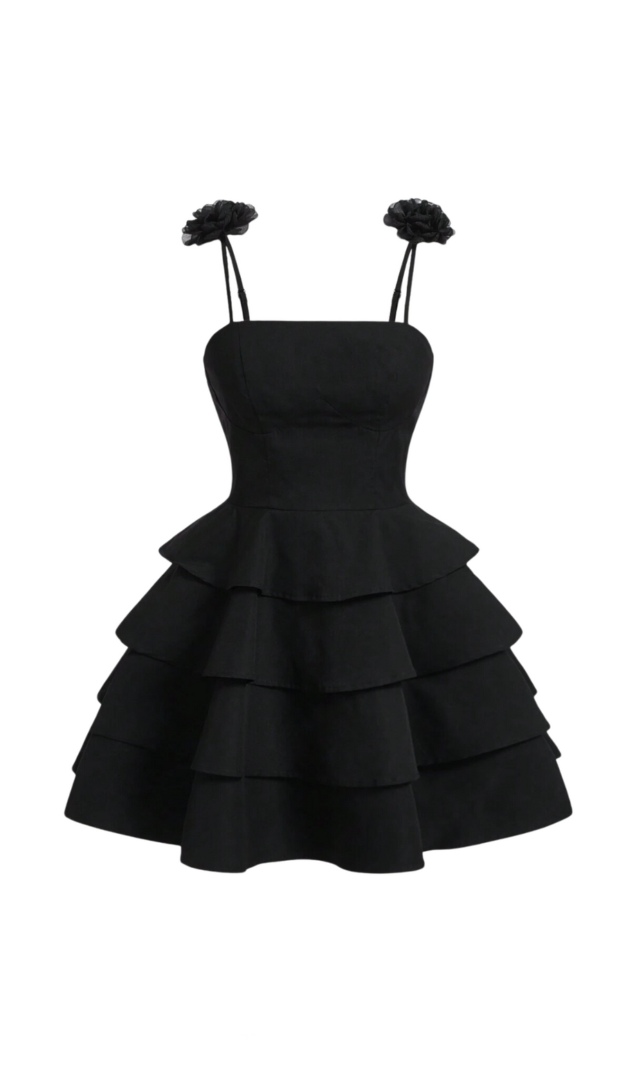 MINI ABITO CON BRETELLE E STRASS NERO