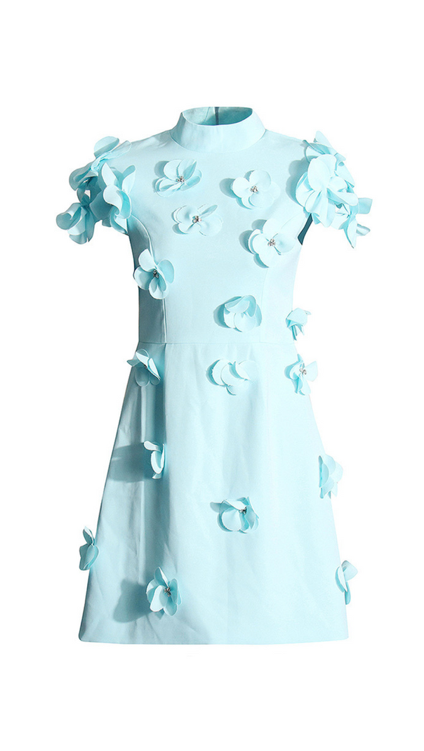 AIIZIE BLUE FLOWER DECOR MINI DRESS - product image