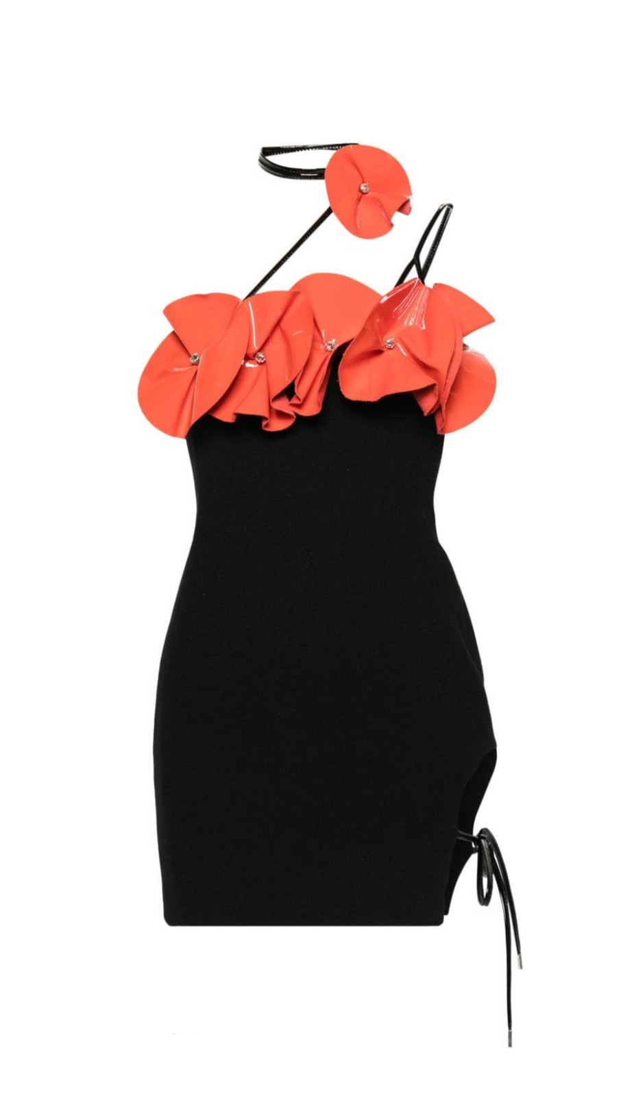 FLOWER BANDAGE MINI DRESS IN BLACK