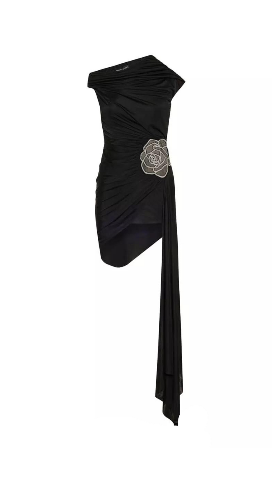 RUCHED FLOWER MINI DRESS