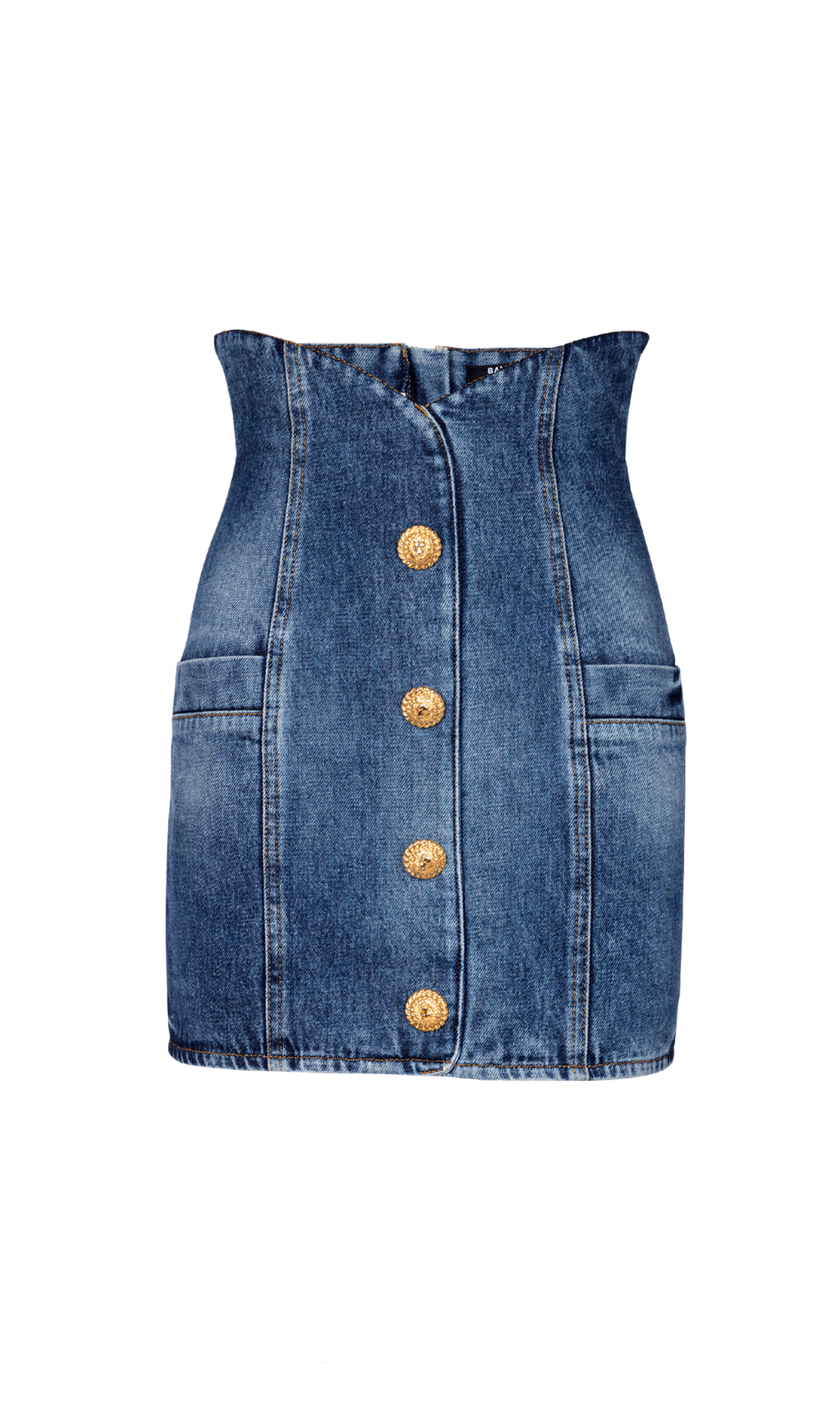 DENIM TULIP MINI DRESS WITH BUTTONS IN NAVY