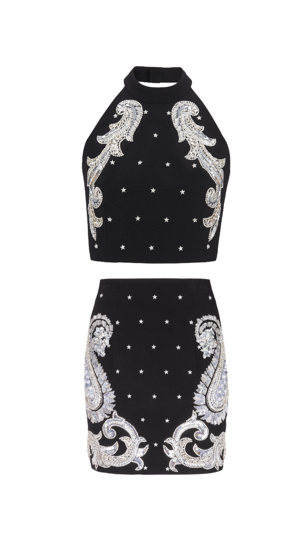 AIIZIE STARS EMBROIDERED BAROQUE MINI DRESS SET - product image