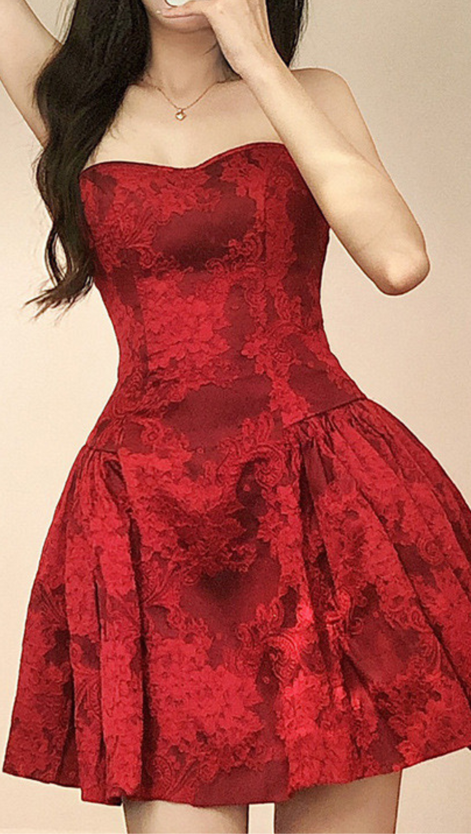 OFF SHOULDER PRINTED MINI DRESS IN RED