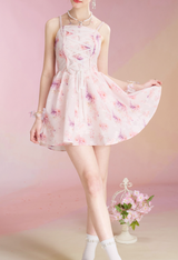 FLORAL PRINTED MINI DRESS IN PINK