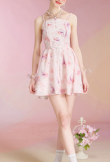 FLORAL PRINTED MINI DRESS IN PINK