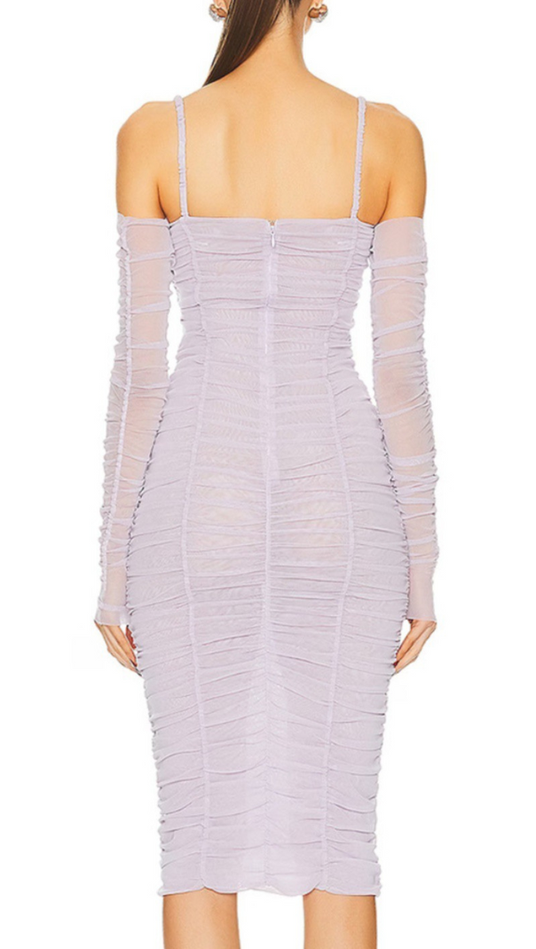 AIIZIE FLOWER BLOOM EMBELLISHED MIDI DRESS IN LILAC - product image