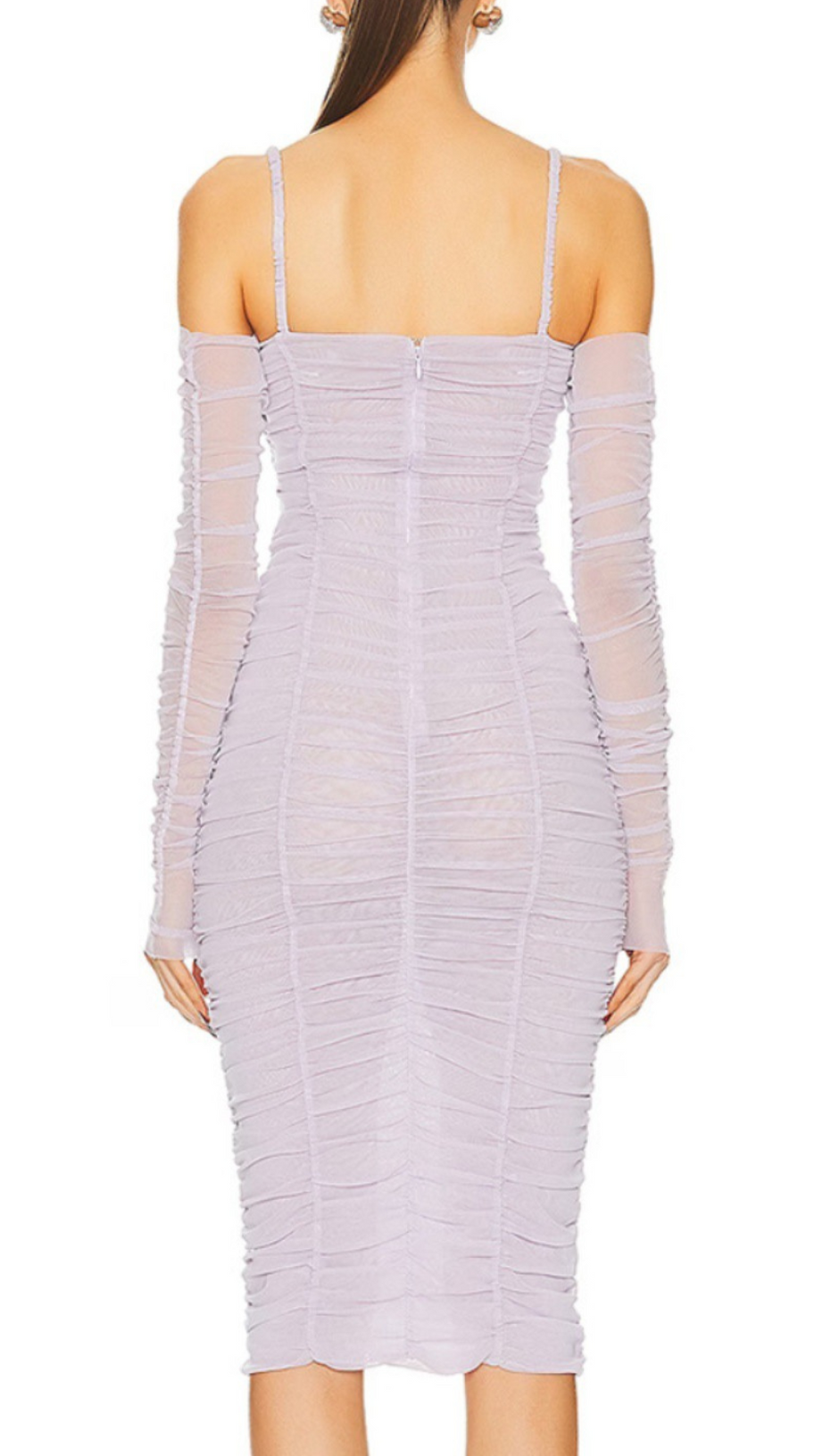 FLOWER BLOOM EMBELLISHED MIDI DRESS IN LILAC