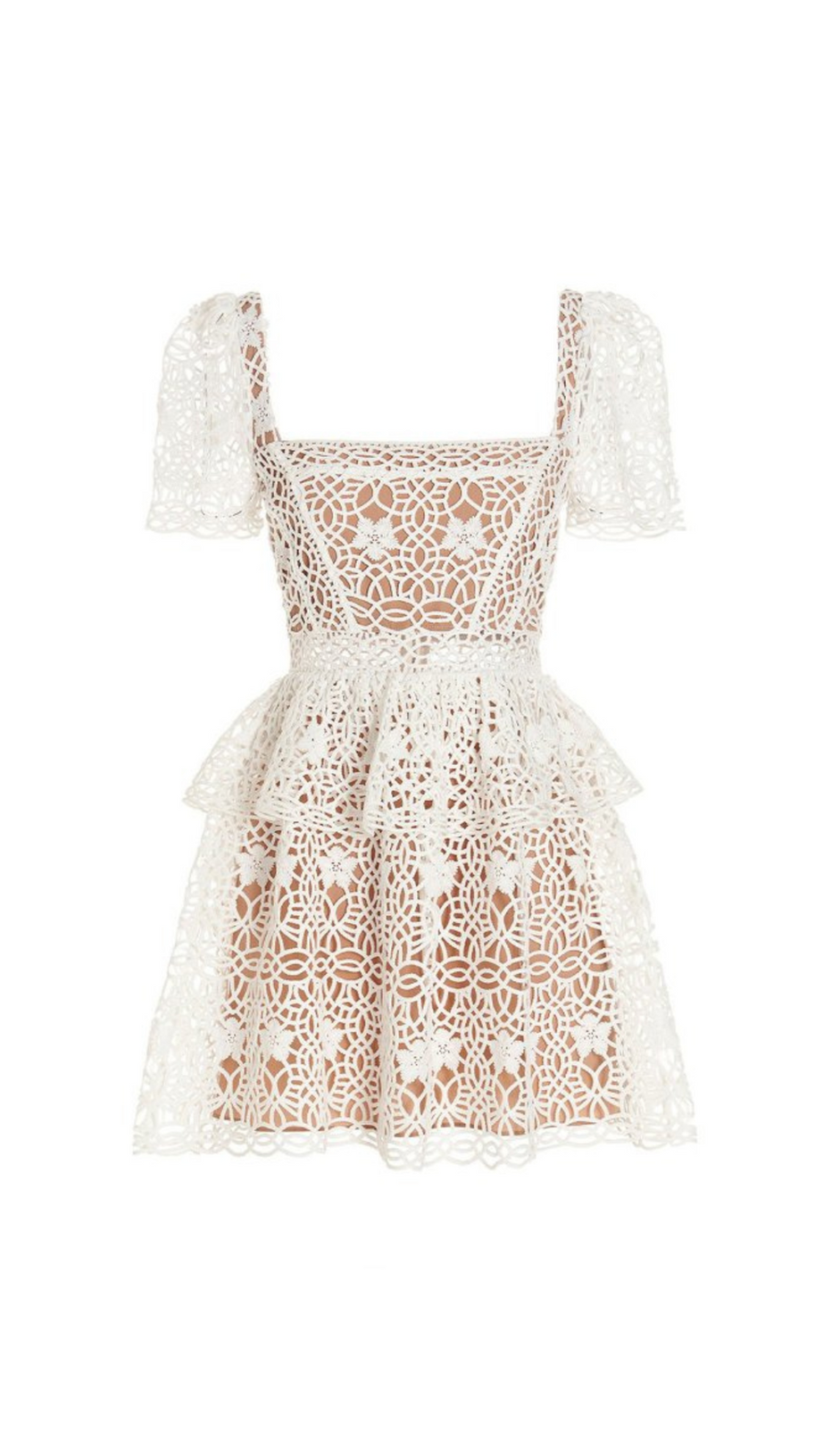 GUIPURE LACE LAYERED MINI DRESS