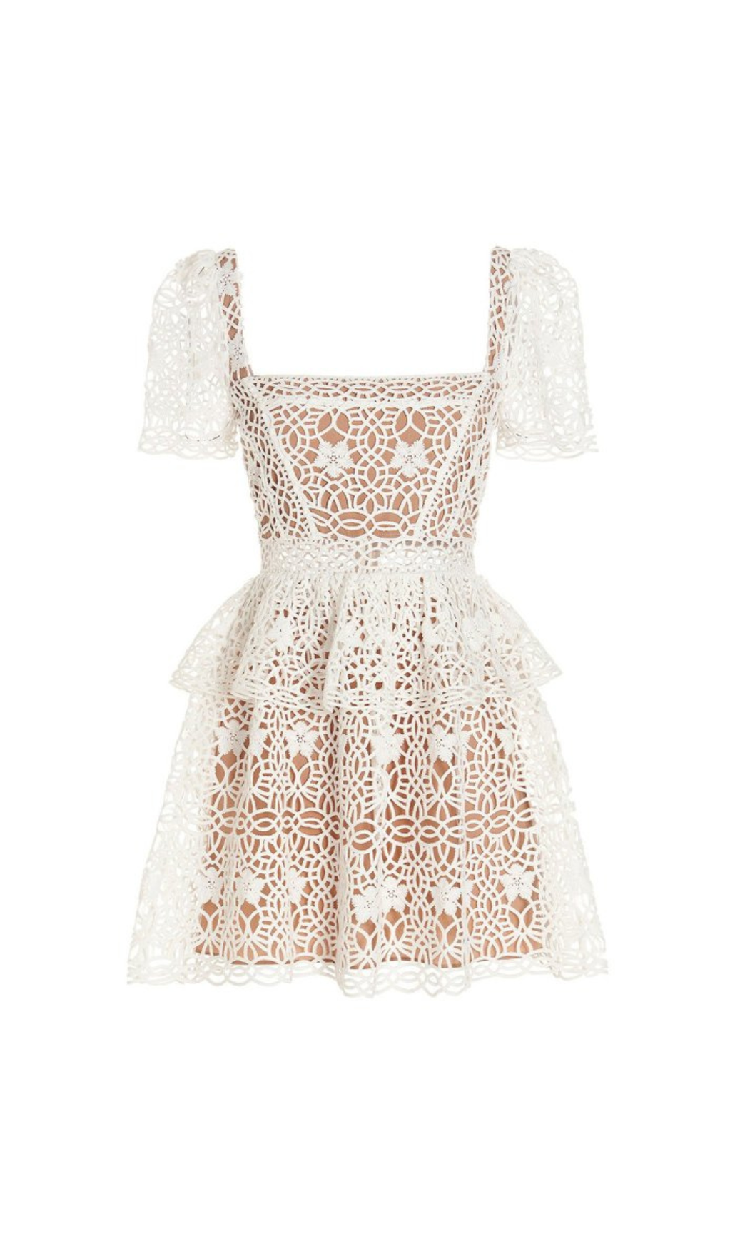 GUIPURE LACE LAYERED MINI DRESS