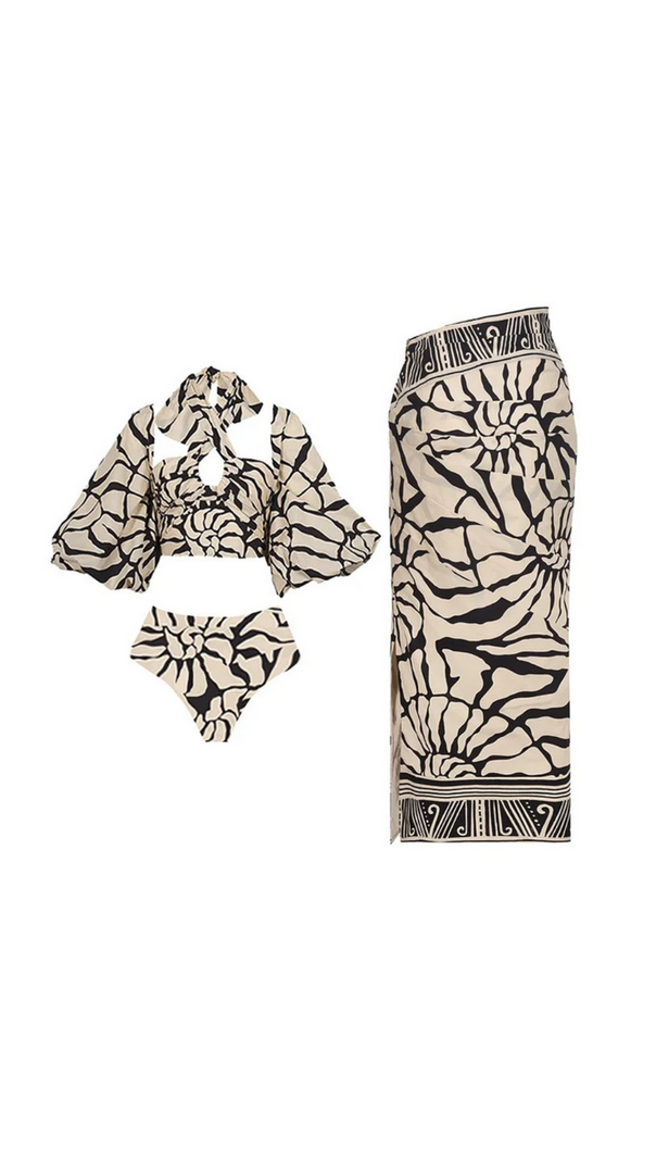 AIIZIE MAUREEN PRINTED BIKINI THREE PIECE SET - product image