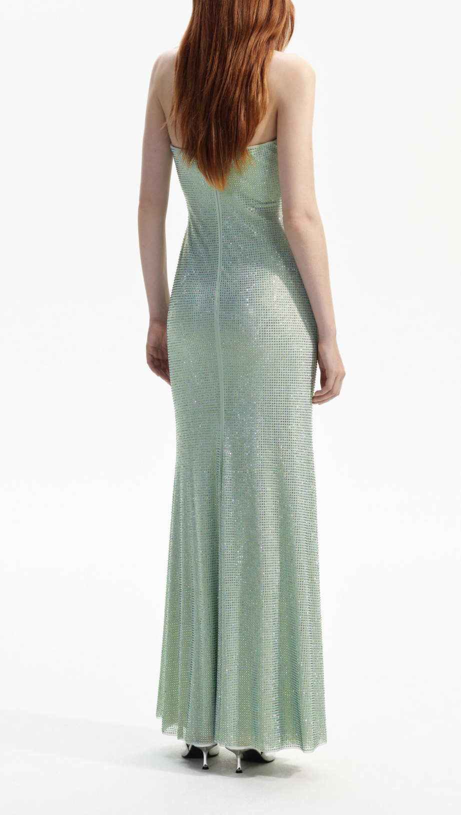 MINT RHINESTONE STRAPLESS MAXI DRESS