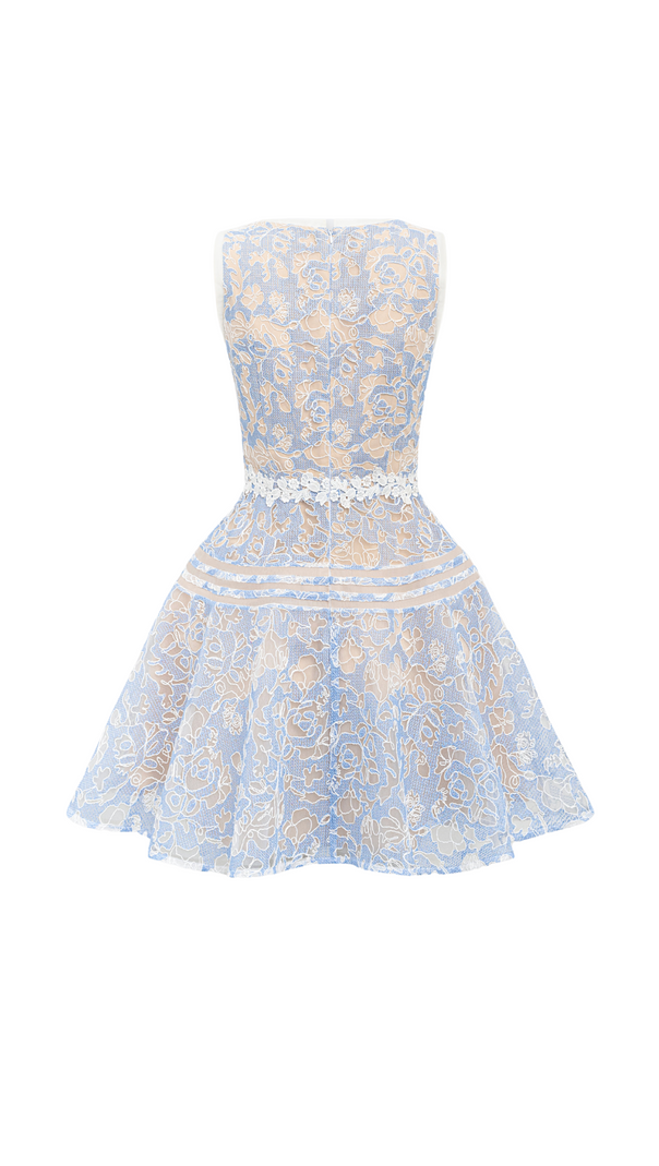 AIIZIE LAIKA BLUE LACE MINI DRESS - product image