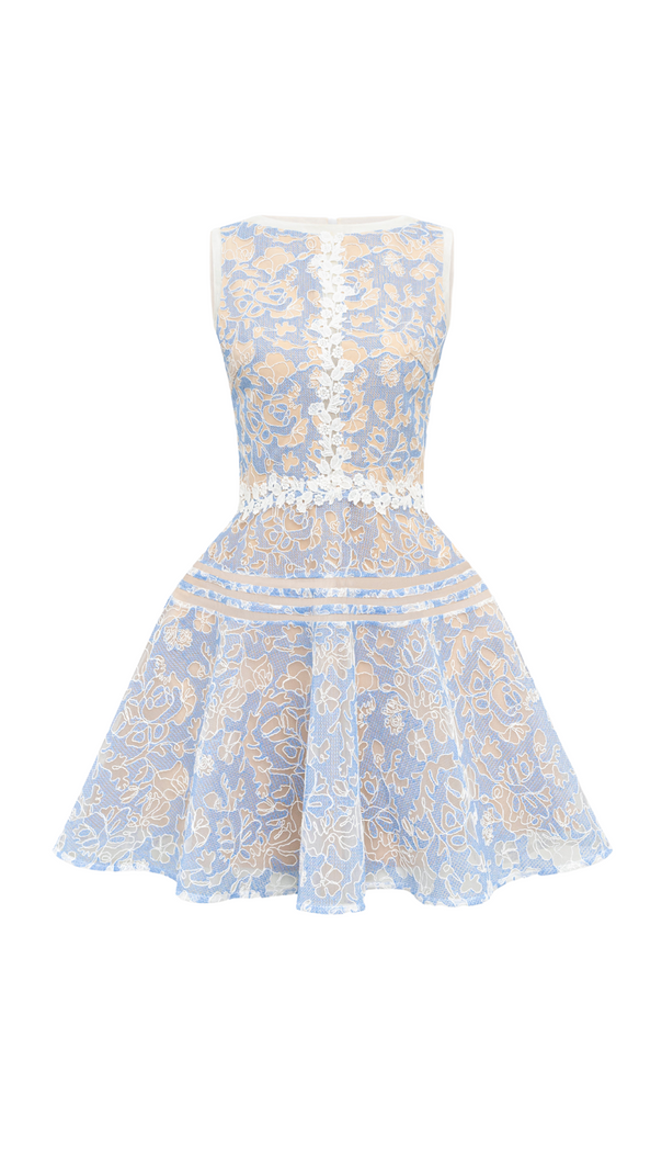 AIIZIE LAIKA BLUE LACE MINI DRESS - product image