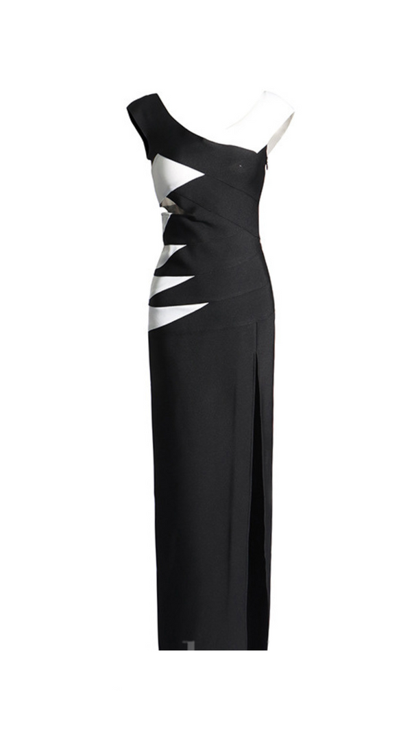 AIIZIE KORINA OFF SHOULDER CUTOUT HIGHSLIT DRESS IN BLACK - product image