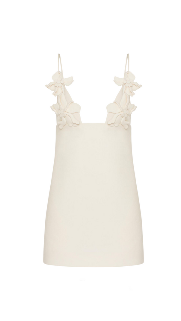 AIIZIE EMBROIDERED CREPE COUTURE MINI DRESS IN WHITE - product image