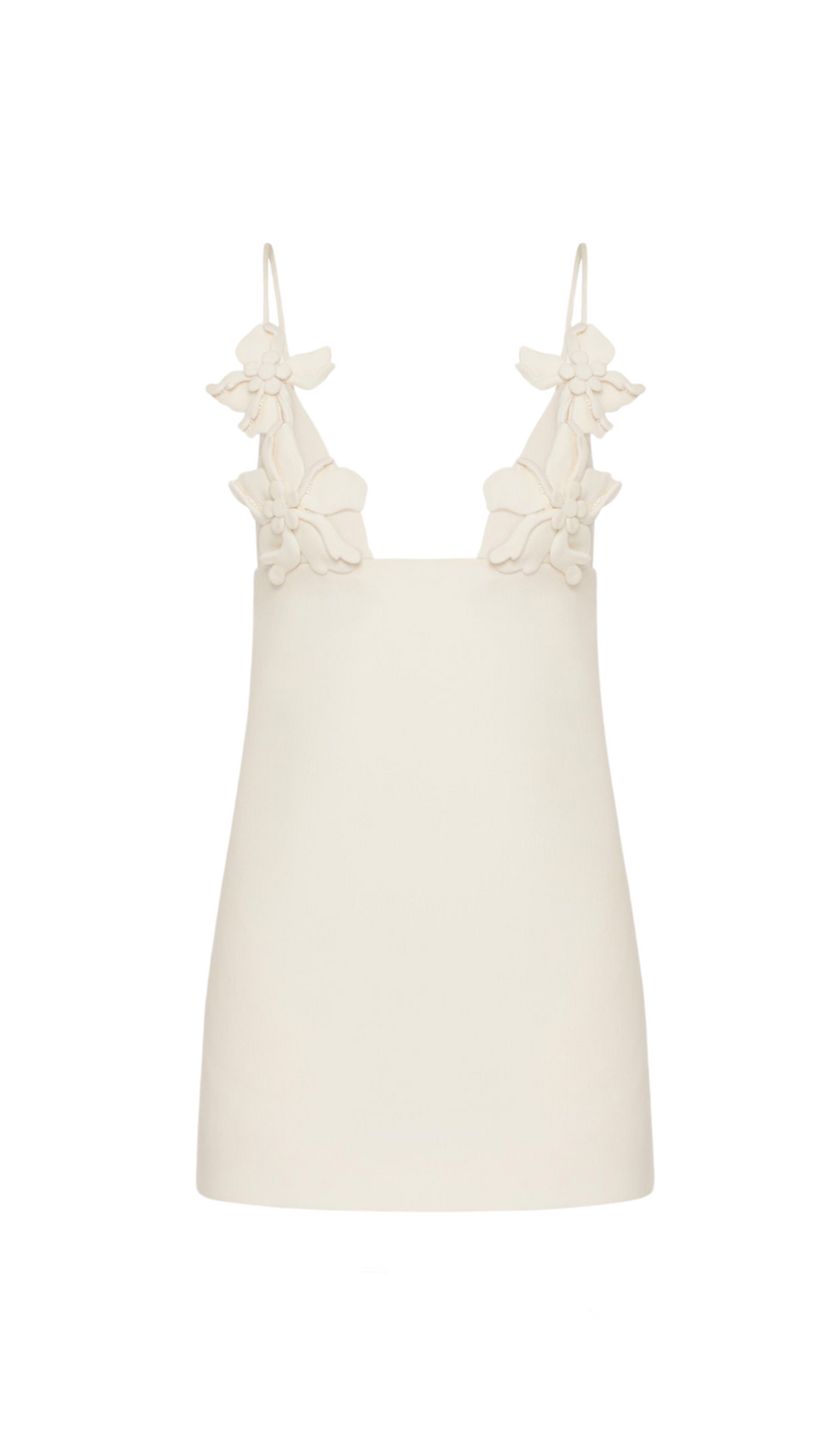 EMBROIDERED CREPE COUTURE MINI DRESS IN WHITE