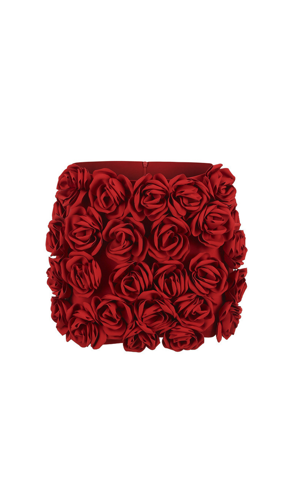 3D FLOWER  EMBELLISHED SKIRT IN RED