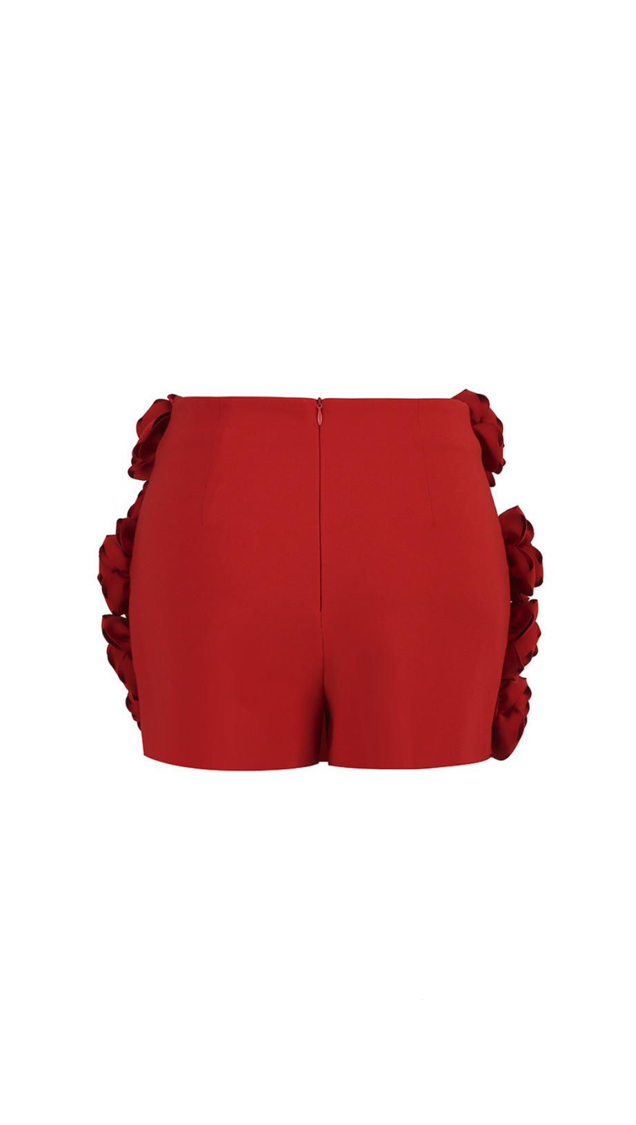 3D FLOWER  EMBELLISHED SKIRT IN RED