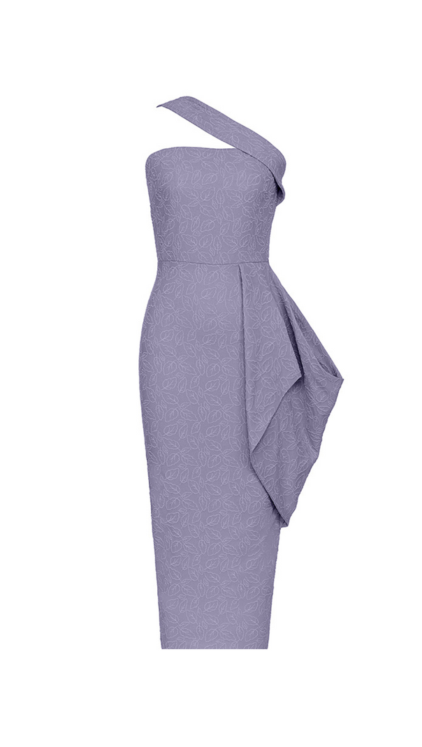 AIIZIE LEAF EMBROIDERY MIDI DRESS IN GREY PURPLE - product image