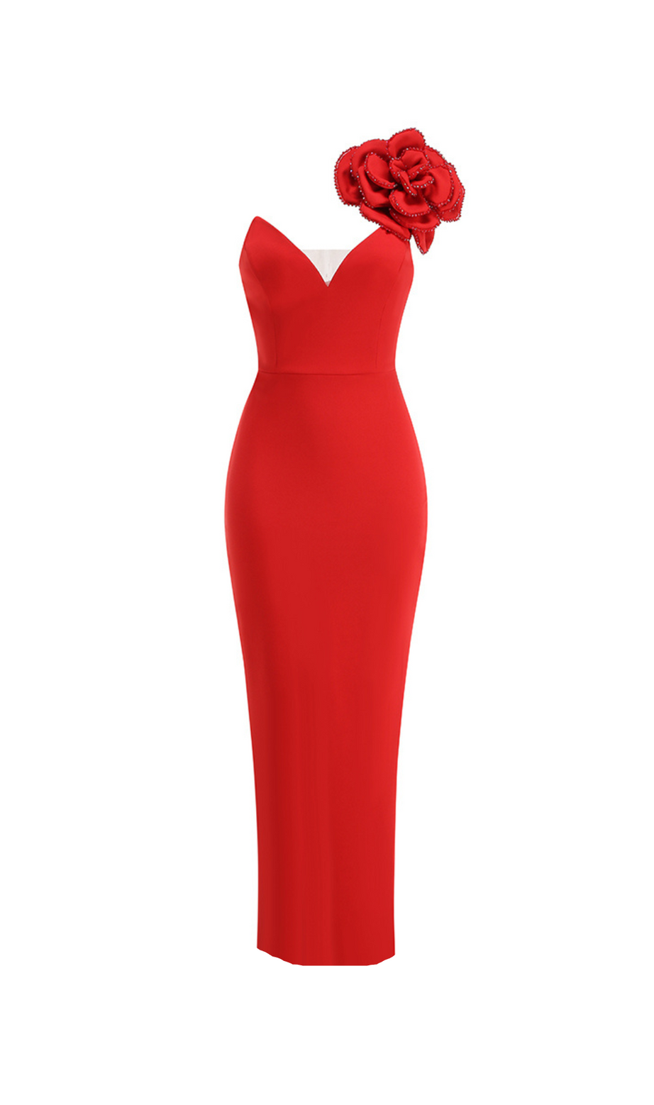 OFF-SHOULDER FLOWER MAXI DRESS IN RED