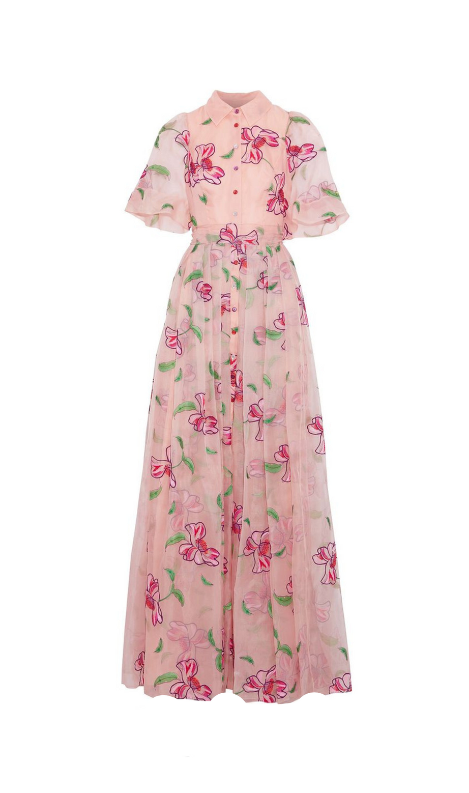 ABITO IN ORGANZA DI SETA RICAMATO CON LACCI SULLA SCHIENA