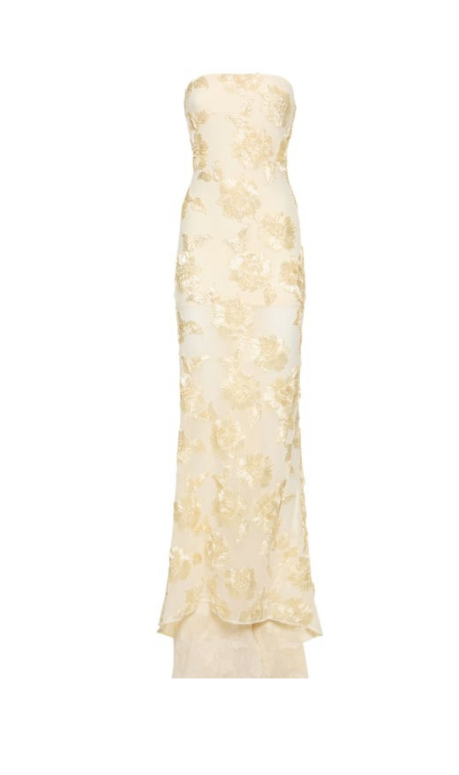 BESTICKTES TRÄGERLOSES KLEID IN APRICOT