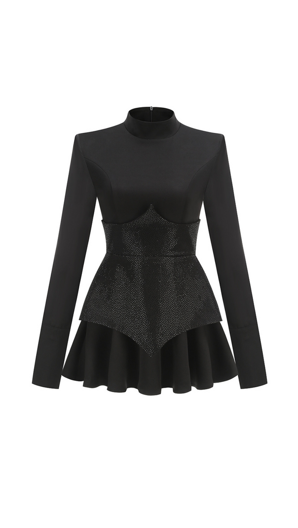 AIIZIE SPLICE SEQUIN MINI DRESS IN BLACK - product image