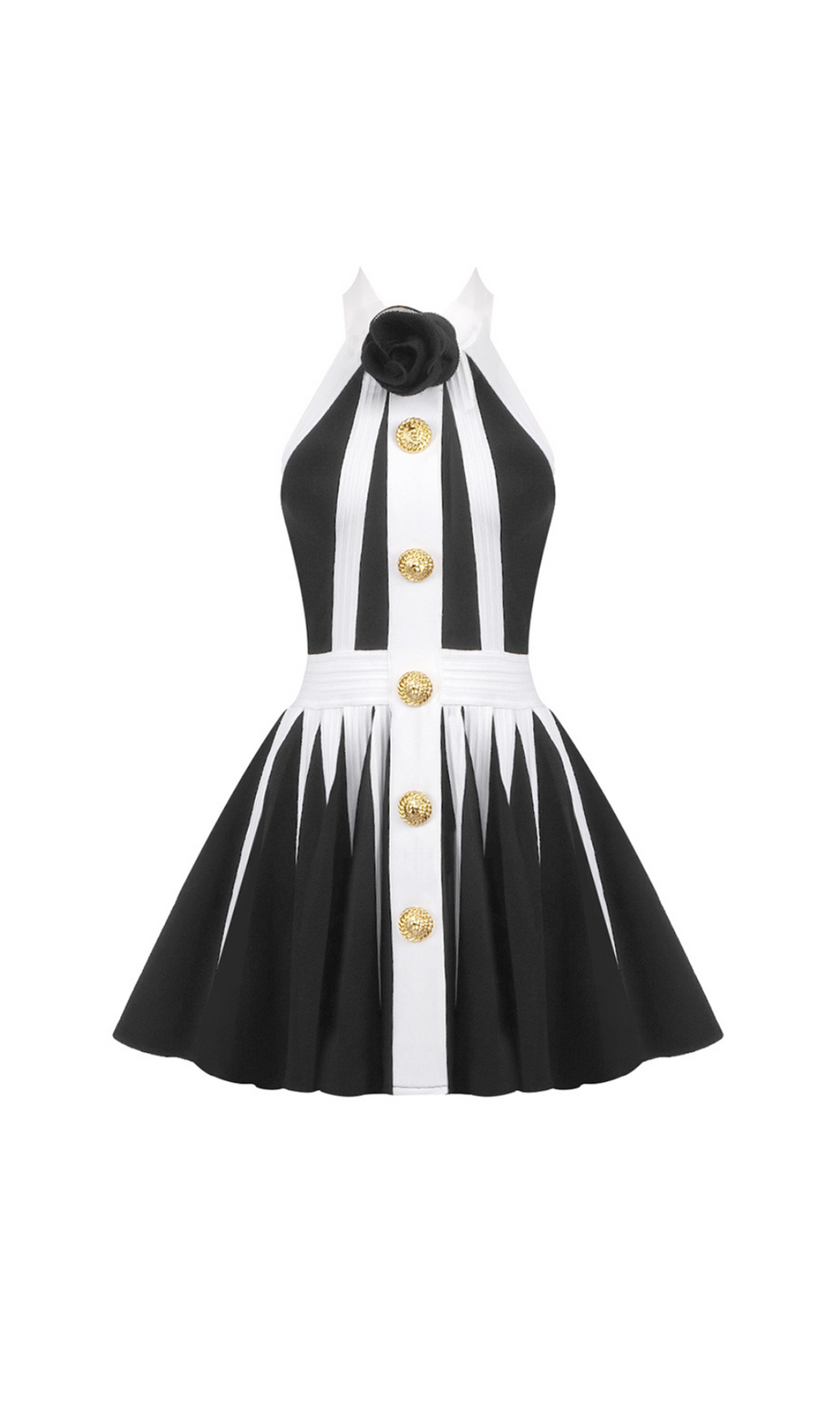 MINI ABITO IN MAGLIA PLISSETTATA CON APPLICAZIONI FLOREALI