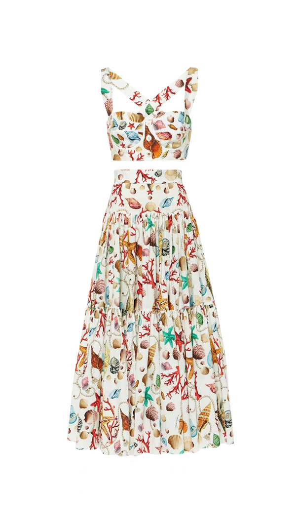 AIIZIE LOUISE CAPRI PRINTED HIGH-RISE COTTON MAXI DRESS - product image