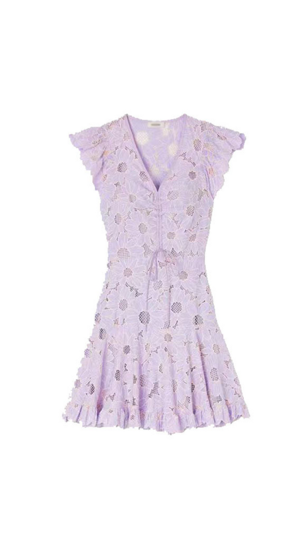 MINI ABITO IN PIZZO FLOREALE DANIE VIOLA CHIARO