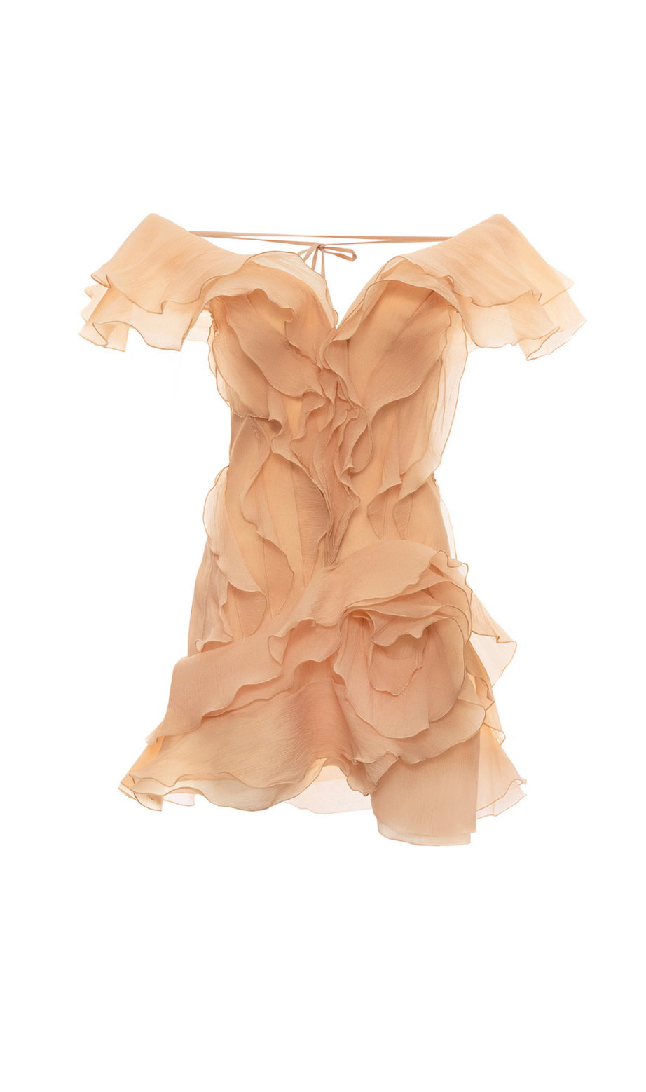 SABRINA RUFFLE LAYERS STRAPLESS MINI DRESS IN CORAL