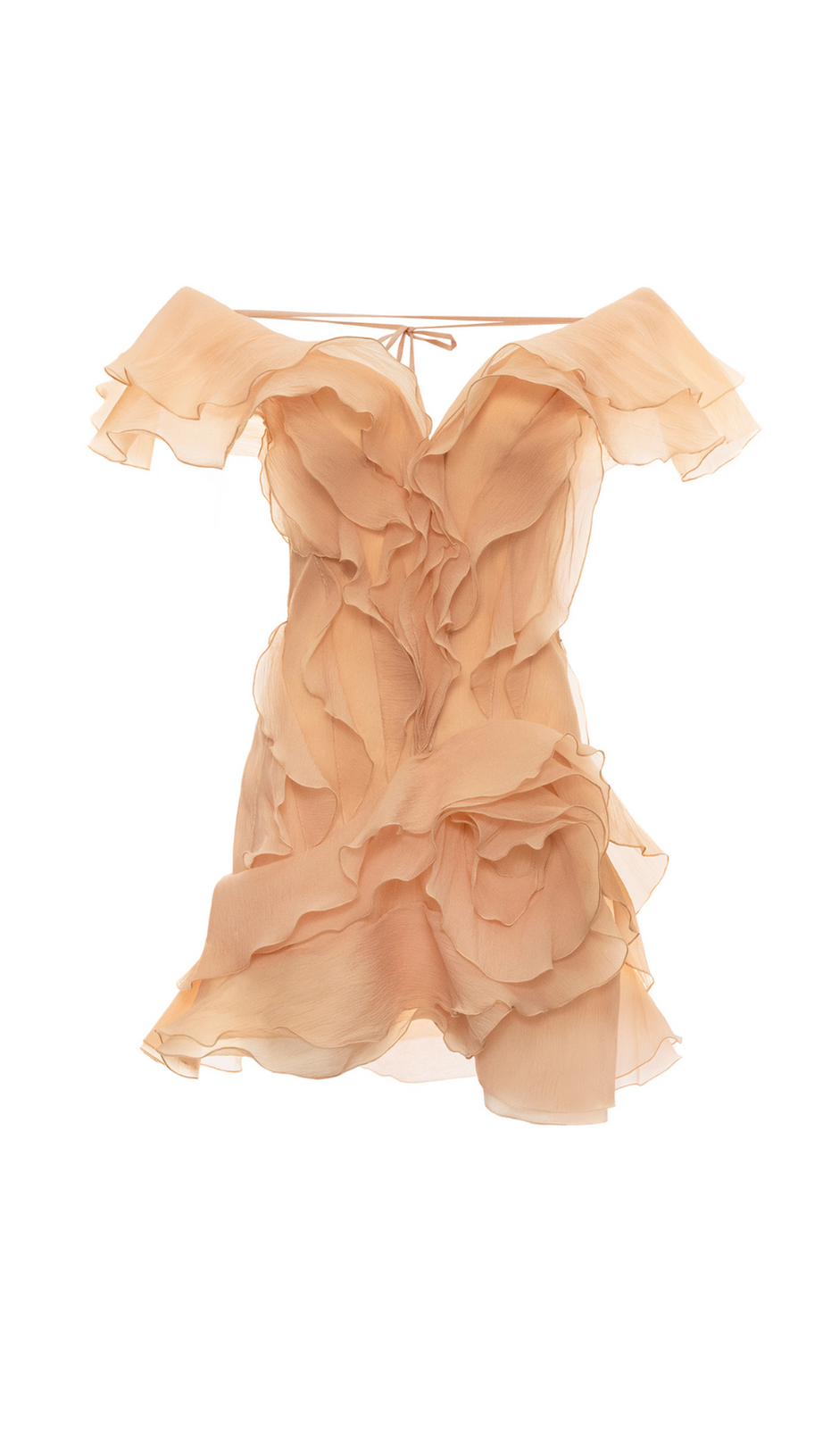 SABRINA RUFFLE LAYERS STRAPLESS MINI DRESS IN CORAL