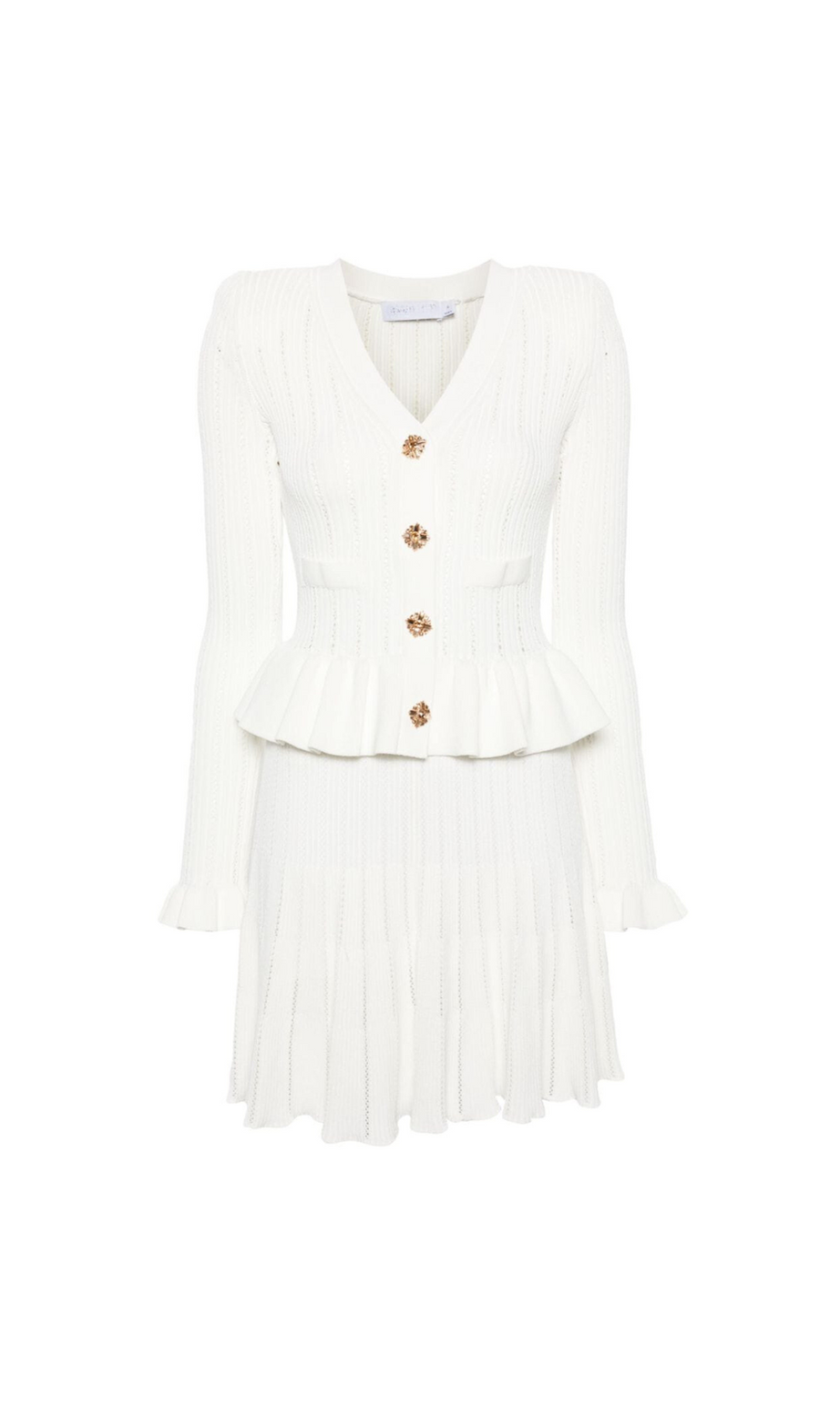 URSULA WHITE KNIT PEPLUM MINI DRESS