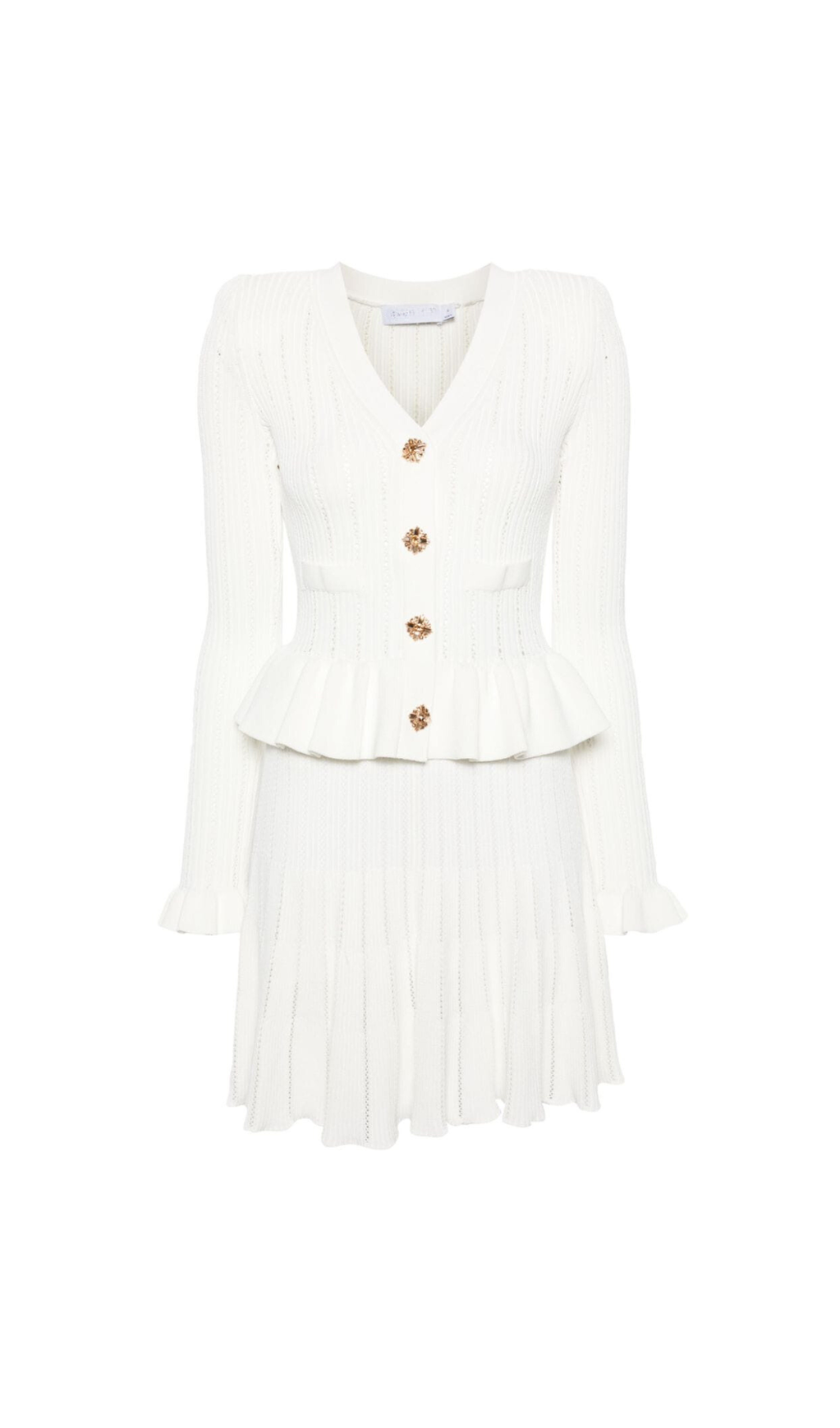 URSULA WHITE KNIT PEPLUM MINI DRESS