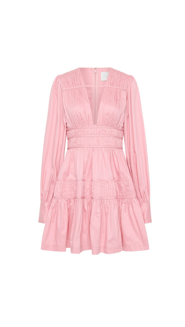 AIIZIE VALERIE FALLINGWATER RUCHED MINI DRESS IN PINK - product image