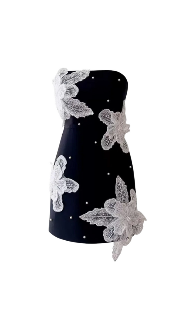 AIIZIE YURI STRAPLESS FLOWER PEARL MINI DRESS - product image