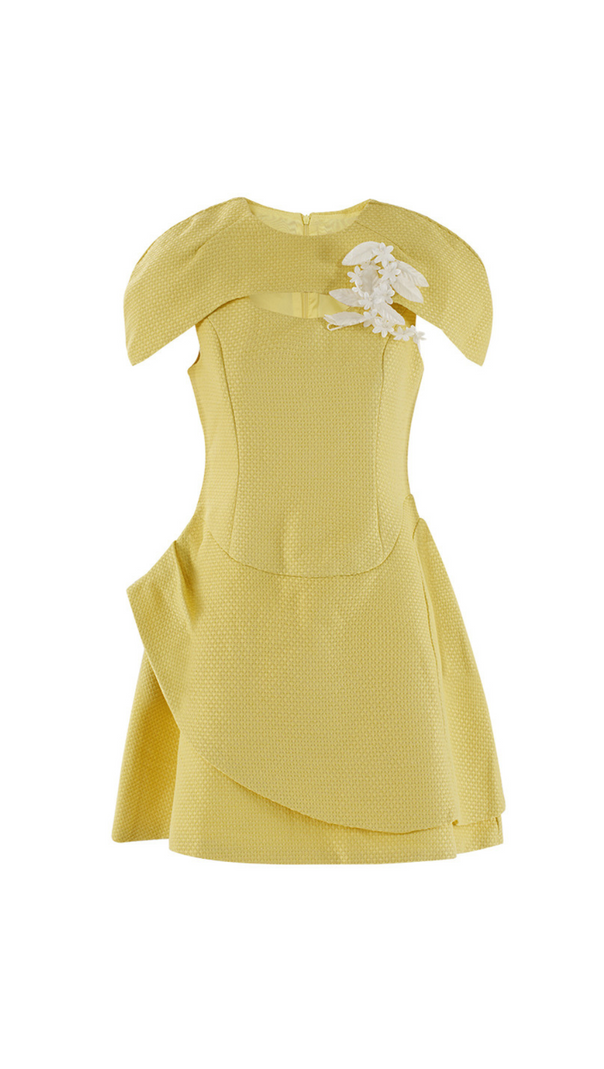 AIIZIE SIMONA ASYMMETRIC PATCHWORK TWEED A-LINE MINI DRESS - product image
