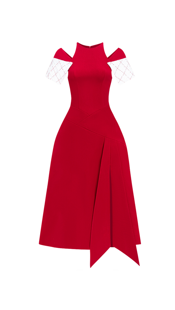 AIIZIE TIFFANY TWO-TONE SLIT MIDI DRESS - product image