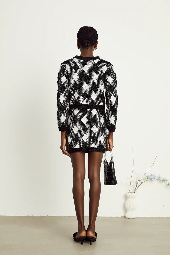 Minirock aus Gingham-Tweed