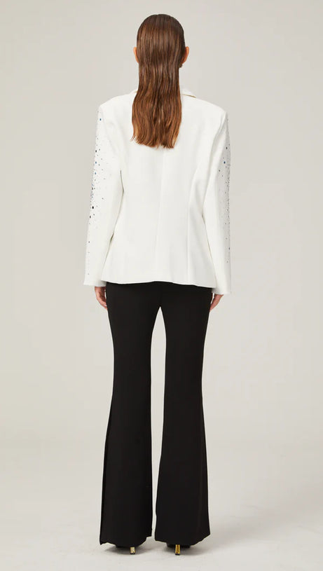 GLADYS WHITE PEAK LAPEL BLAZER WITH BEADINGS