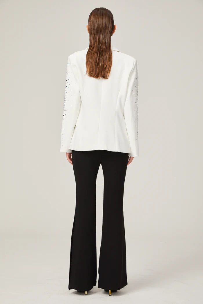 AIIZIE GLADYS WHITE PEAK LAPEL BLAZER WITH BEADINGS - product image