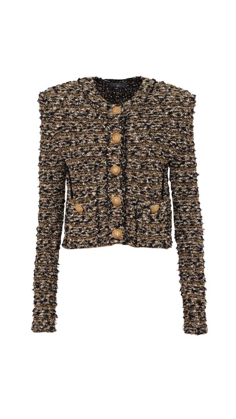 CROPPED LUREX TWEED JACKET IN GOLD