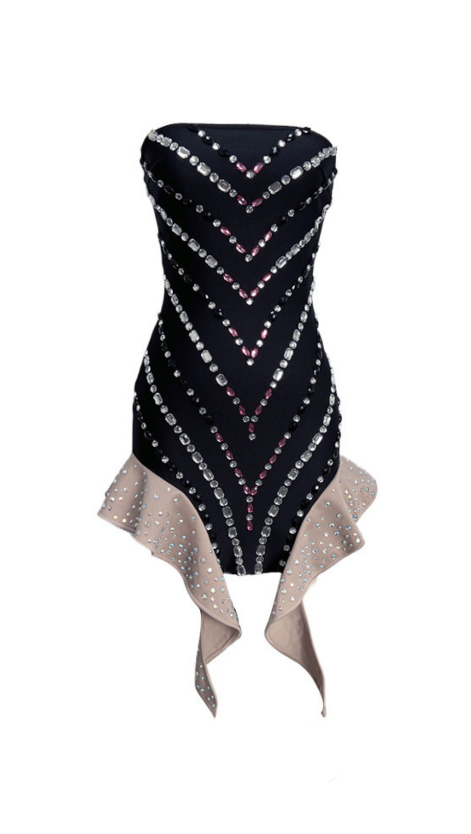 CADY STRAPLESS RHINESTONE BANDAGE MINI DRESS