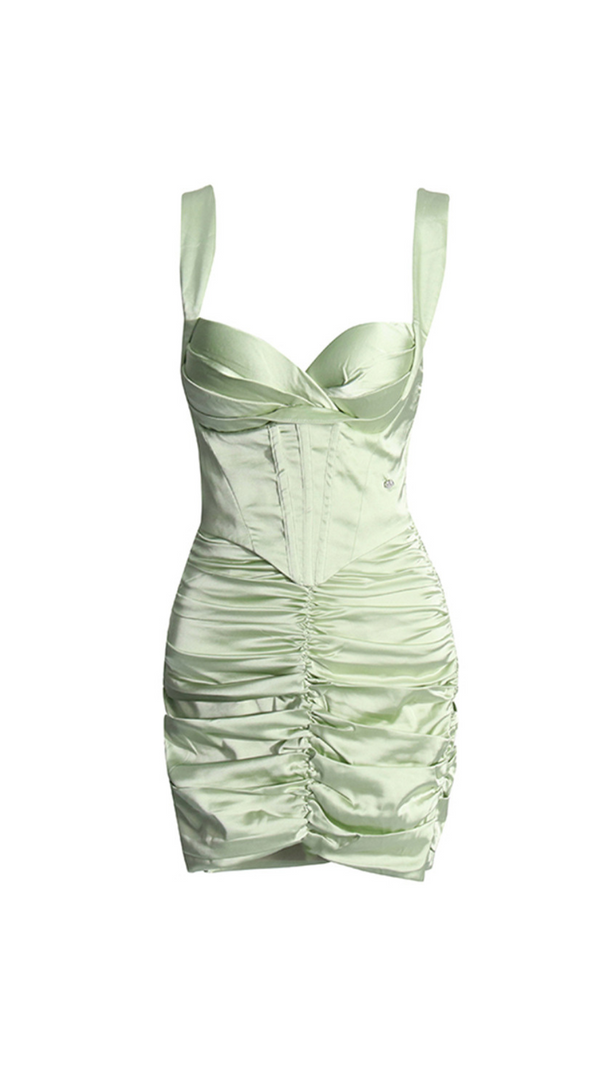 CUSI KORSETT-RÜSCHEN-MINIKLEID IN GRÜN