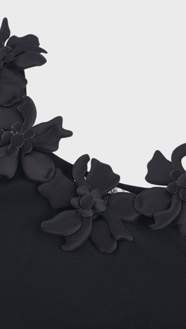 AIIZIE NALINI BLACK FAUX-FLOWER TOP - product image