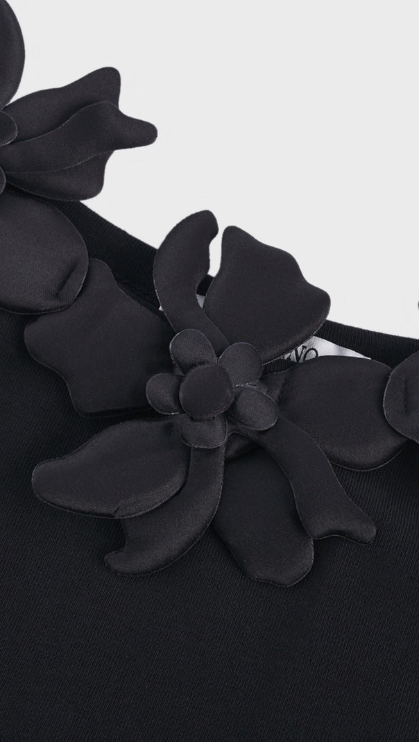 AIIZIE NALINI BLACK FAUX-FLOWER TOP - product image