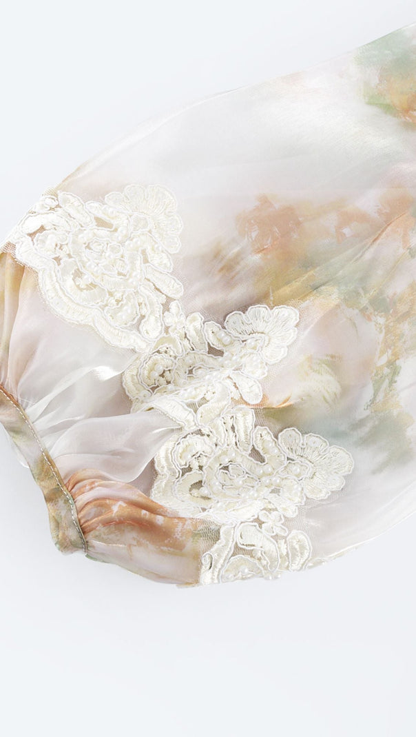 AIIZIE DELPHINE FAUX-PEARL EMBELLISHED MINI DRESS IN NEUTRALS - product image